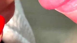 Smoking During Blow Job with Red Lipstick and Red Nails and Cum Shoot in My Mouth