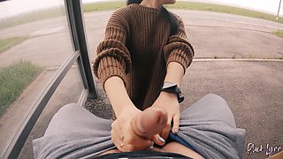 Risky Blowjob on a Bus Station Near the Road - Almost Caught! - Black Lynn