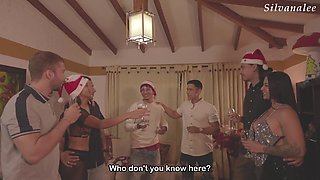 Cap 1/3 Horny Stepmom Silvana Lee Fucks Stepson and Neighbor at Family Christmas Dinner