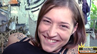 Public German chick outdoor made love on POINT OF VIEW