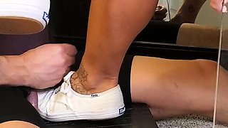 Flexible foot fetish masturbating with feet and hands
