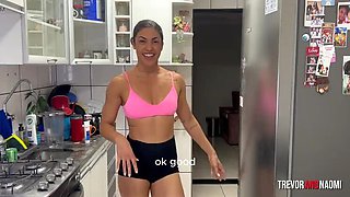 Amateur Homemade Kitchen Fuck with Hairy Brunette Latina in Doggy Style