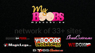 Dominno with Big Red Vibrator in Kitchen and Highheels