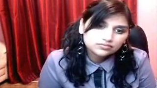 Slutty office bitch from India strips on webcam with passion