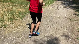 Just Fuck Sporty MILF Handjob in Park