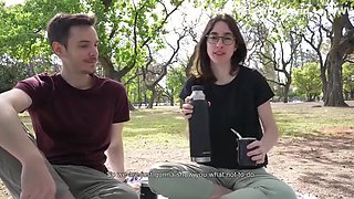 John And Sky - How Does A Day At The Park End Up With A Public Blowjob - Cute Teen 18+ Swallows Cum With John Sky