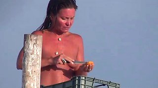 Beautiful breasts at a nudist beach