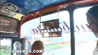 Natasha, the Colombian babe, gets drilled hard by a bus driver while her hot ass bounces on top