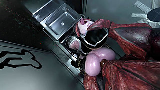 Lara Croft Fucked by Monsters in a Toilet on a Spaceship