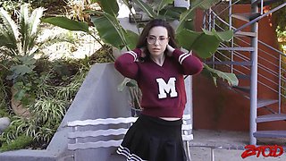 Lusty brunette teen spins BBC in pretty intense manners on sofa