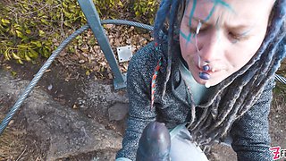 Tattoo Couple Catched While Wild Sex on a Ruine