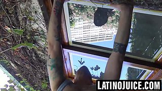 Ariel kneels to suck off sexy pool cleaner's uncut monster