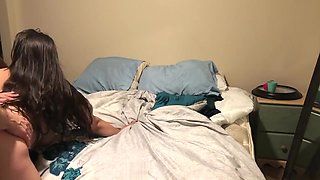 Sexy cheating wife gets creampied in her husbands bed!