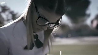 PURE TABOO School Nerd Kristen Blackmails Bullies into DP Fuck
