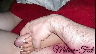 Naelor's Cock Rubbing on Melove's Sexy Long Toes