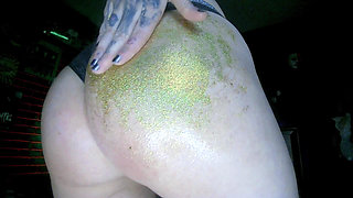 Alternative Girl Oil Massaging a Butt and Spanking by Glitters