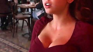 Sensual orgasm in a cafe. NSFW