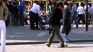 Public amateur fucked outdoors before cumshot