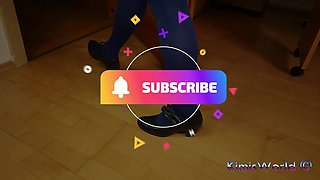 Blue Tights, Mary Jane Heels & Shoeplay Fetish Tease