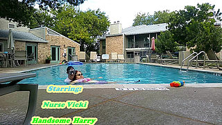 BBW Nurse Vicki Play Time in the Pool with Handsome Harry