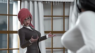 HENTAI SEX SCHOOL - Perfect Tits Futanari Babe CREAMPIES Hentai MILF Principal!