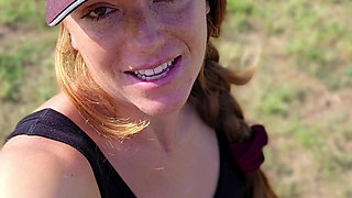 Redhead Preps Tight Ass for Anal on the Farm