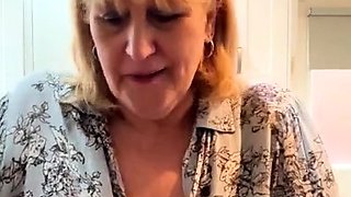 Big Boobed Blonde Masturbates With A Dildo In The Bathroom