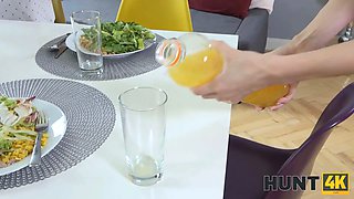 Hunt4k. girl postpones meal for sake of carnal fun with the guest