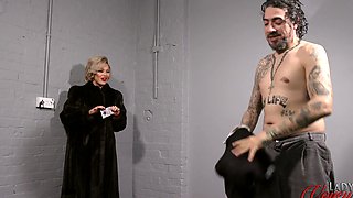 Harli May wearing nylon stockings & high heels having fun