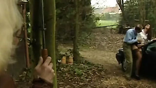 Hot Brunette Babes Dogging Position Car Fuck with Big Tits and Cumshot