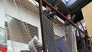 Nasty Brunette French Wife Sucks Dick in the Back Office