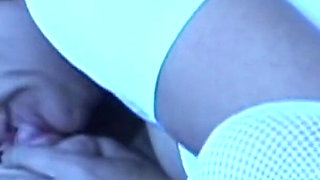 Lusty nurses play role and enjoy fucking their pussy with a strap-on