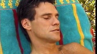 Vintage hairy pussy fucking big cock sucking in the garden