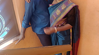 Cheating Housewife romance in stairs