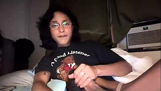 Shemale tranny enjoying solo masturbation