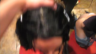 Pretty Brunette Wore Pigtails To Give Her First Blowjob On Camera And Got Her Face Fucked With Her Face Covered In Nasty Nutshot Of Jizz Cumshot