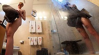 Black girlfriend showering on hidden cam