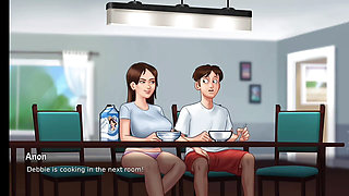 Jenny step sister in dinning room-summertime saga