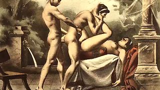 Vintage classical hardcore sex art: Big Tits, Blowjob  Cumshot Porn