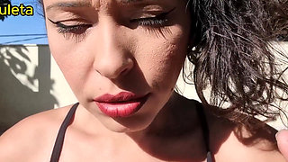 Smoking with Her Breasts Out