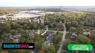 Step daughters Sophia Burns & Crystal Chase get nasty with step fathers during game - daughterswap