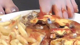 Fast Food & Donat Foot Feeding!