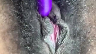 Close up Stimulating My Big Clit Hairy Pussy Creaming