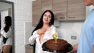 The couple enjoys passionate bareback sex with the help of a Pipeboy.