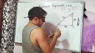 18-Year-Old Geometry Lesson: Cumshot inside after 37° angle with a monster cock