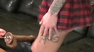 Hot Brunette on Fuck Machine Part 1 - Bts