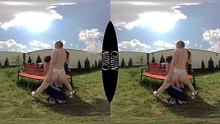 Teen Couple On Bench Amateurs VR