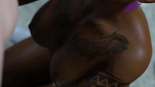 Young Ebony Babe with a Perfect Body Sucks a Big White Cock and Gets Her Little Pussy Creampied - Taboo University(steam Game)