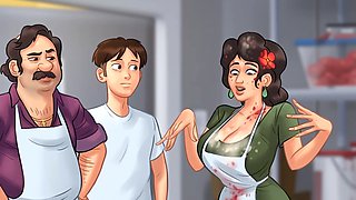 Raunchy anime cartoon features monster and sexy stepmom getting involved in wild action