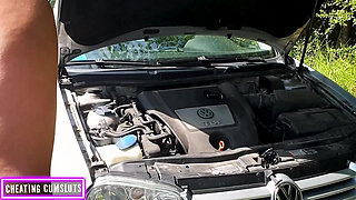 Condom Removed German Slut Used and Fucked Bareback When Her Car Broke Down